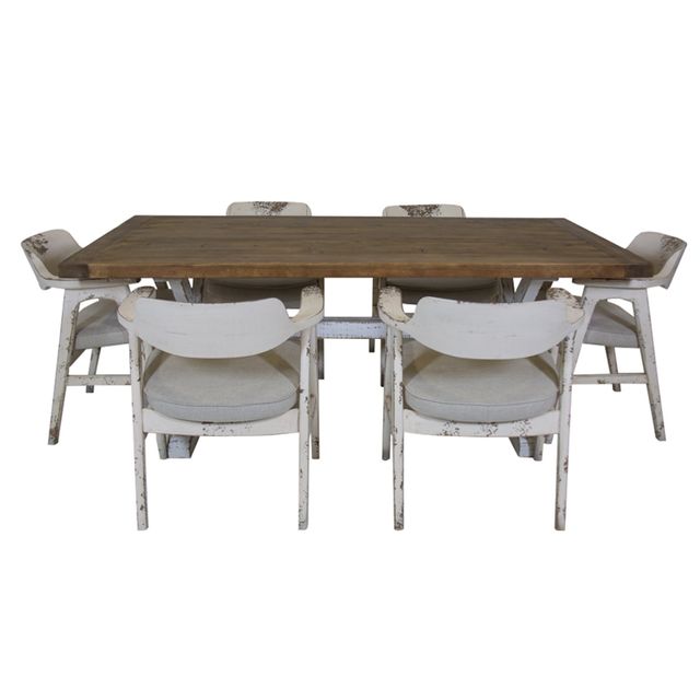 Nest Home Collections Mimi Natural White Dining Table & Six Wagner Chairs-1
