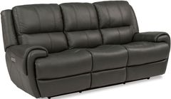 Flexsteel® Nance Black Power Reclining Sofa with Power Headrests