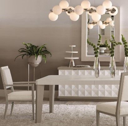 Bernhardt Axiom Linear Gray/Linear White Dining Table 6