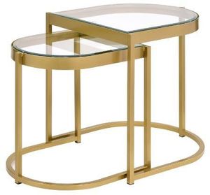 ACME Furniture Timbul 2-Piece Glass Top Nesting Table Set with Gold Base