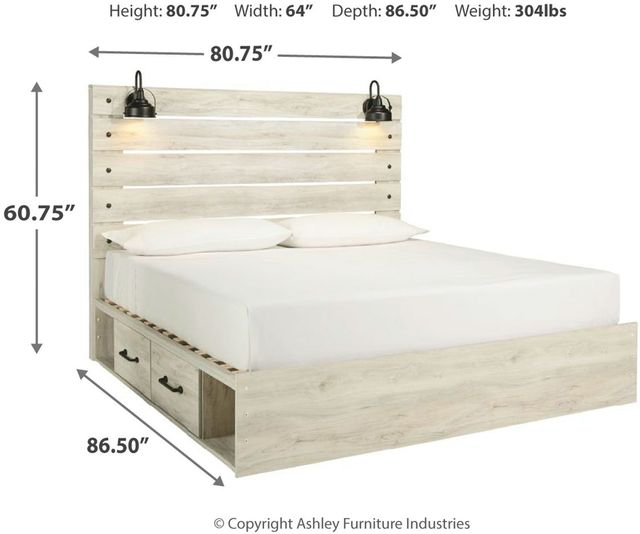 Signature Design by Ashley® Cambeck Whitewash Queen Panel Bed with 4 Drawers 2
