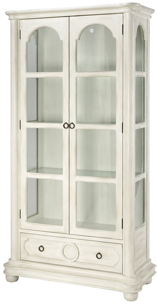 Stein World Leena Antique White with Clear Glass Display Cabinet