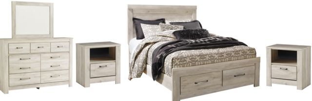 Signature Design by Ashley® Bellaby 5-Piece Whitewash Queen Storage Platform Bed Set