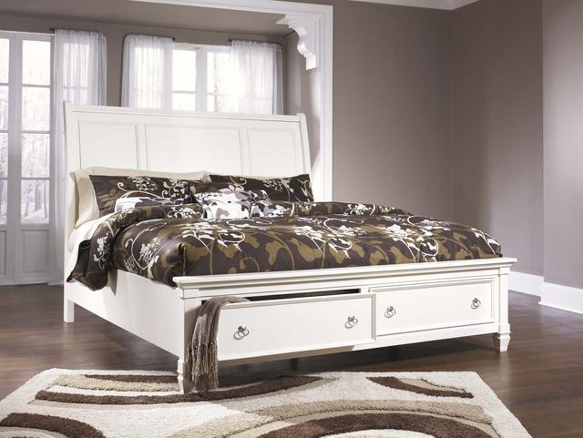 Millennium® By Ashley® Prentice White California King Sleigh Storage Bed 1