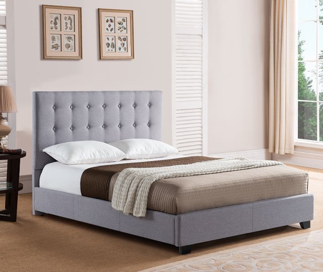 Mantua Stratford Grey Linen Queen Upholstered Platform Bed | Arthur F ...