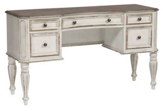 Liberty Furniture Magnolia Manor Weathered Brown Vanity Desk with Antique White Base-0