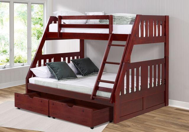 Donco Trading Company Merlot Twin Over Full Mission Bunk Bed with Dual Drawers-0