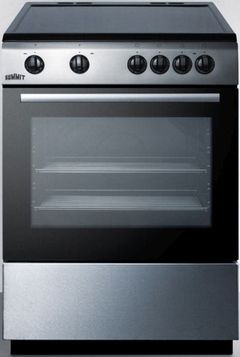 Summit® Classic 24" Black with Stainless Steel Slide In Electric Range