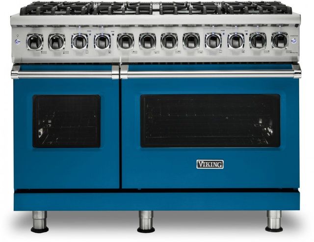 Viking® 5 Series 48" Alluvial Blue Pro Style Dual Fuel Natural Gas Range 0