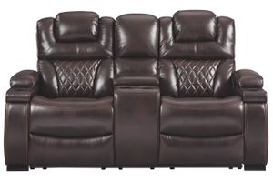 Signature Design by Ashley® Warnerton Chocolate Power Reclining Loveseat with Console