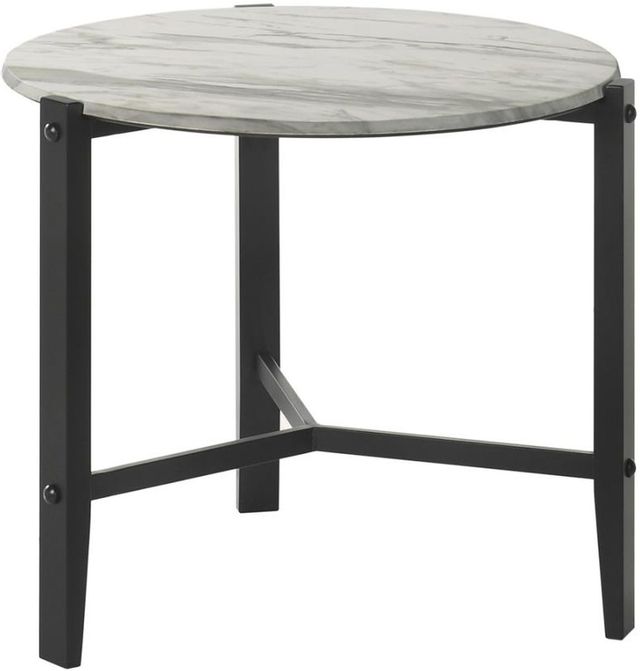 Coaster® Faux White Marble/Black End Table