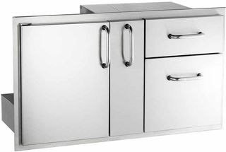American Outdoor Grill 18" x 36" Stainless Steel Door With Double Drawer and Platter Storage