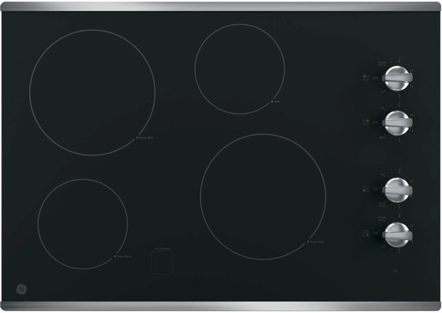 GE® 30" Stainless Steel on Black Electronic Cooktop