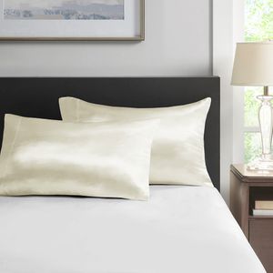 Olliix by Madison Park Essentials Satin 2 Piece Ivory King Pillowcases