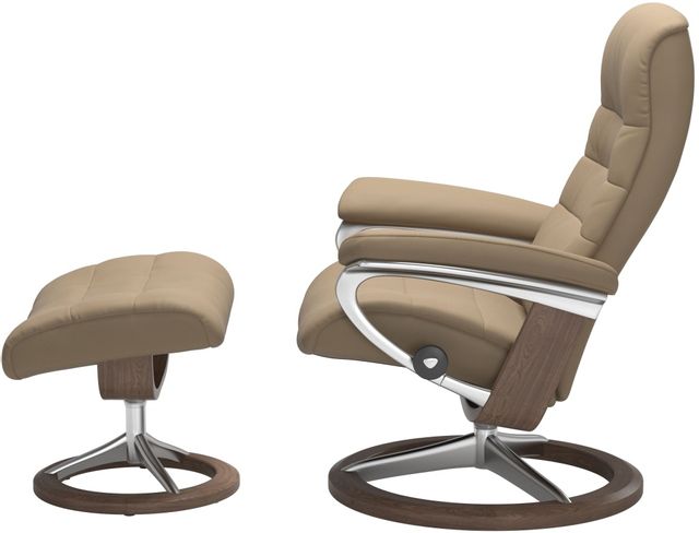 Stressless® by Ekornes® Opal Funghi Medium All Leather Recliner with Footstool-1