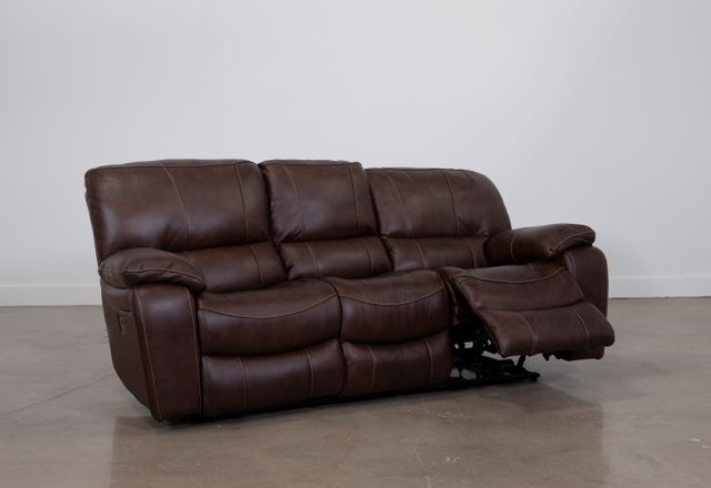 Man Wah Brown Leather Power Reclining Sofa-3