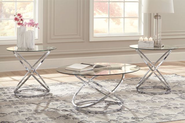Signature Design by Ashley® Hollynyx 3 Piece Chrome Occasional Table Set 5