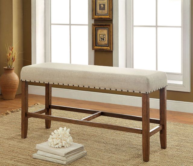 Furniture of America® Sania Rustic Oak Counter Height Bench 1