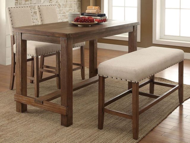 Furniture of America® Sania Rustic Oak Counter Height Bench 2