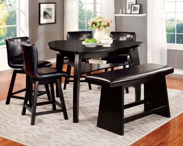 Furniture of America® Hurley Black Counter Height Bench 1