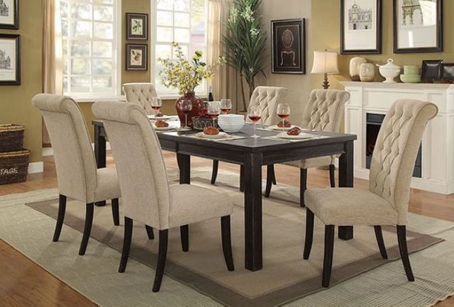 Furniture of America® Xanthe 7-Piece Brushed Black Dining Set | Vern's ...