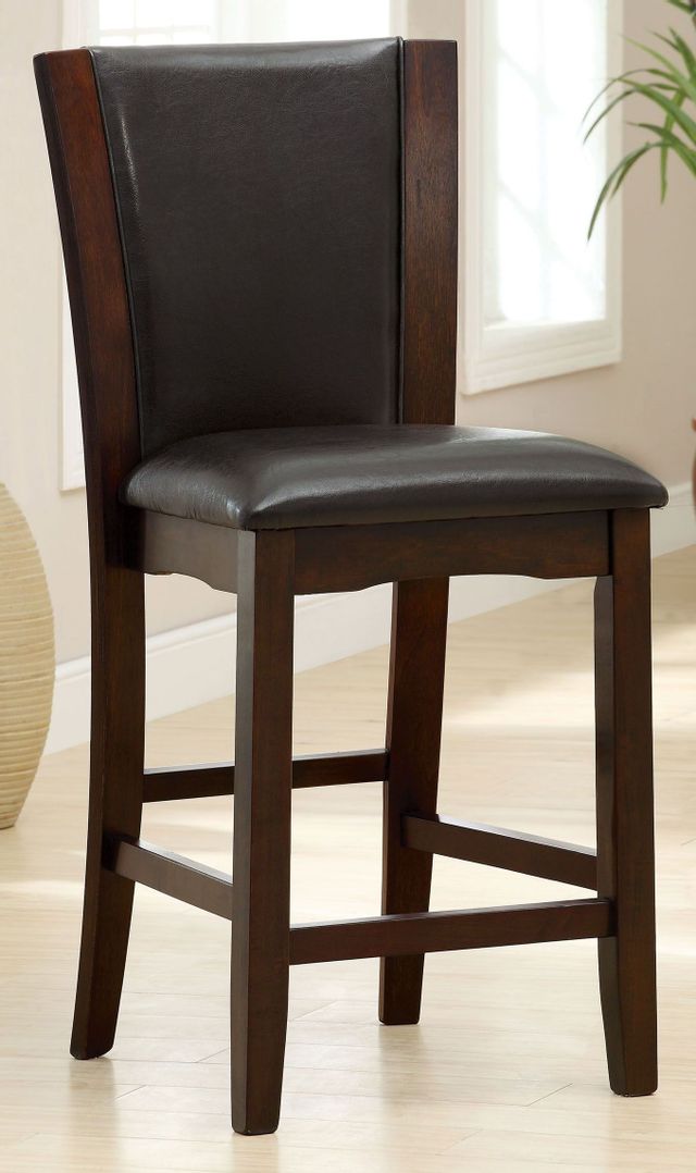 Furniture of America® Manhattan III 2-Piece Dark Cherry/Brown Counter Height Chair Set