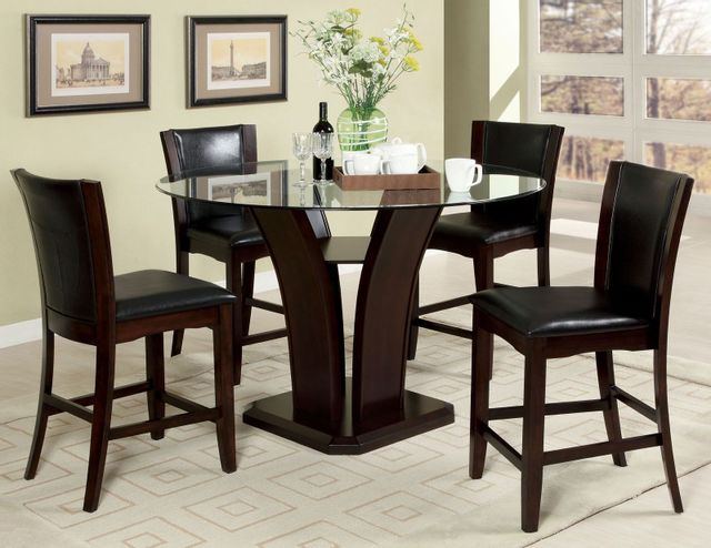 Furniture of America® Manhattan III 2-Piece Dark Cherry/Brown Counter Height Chair Set 1