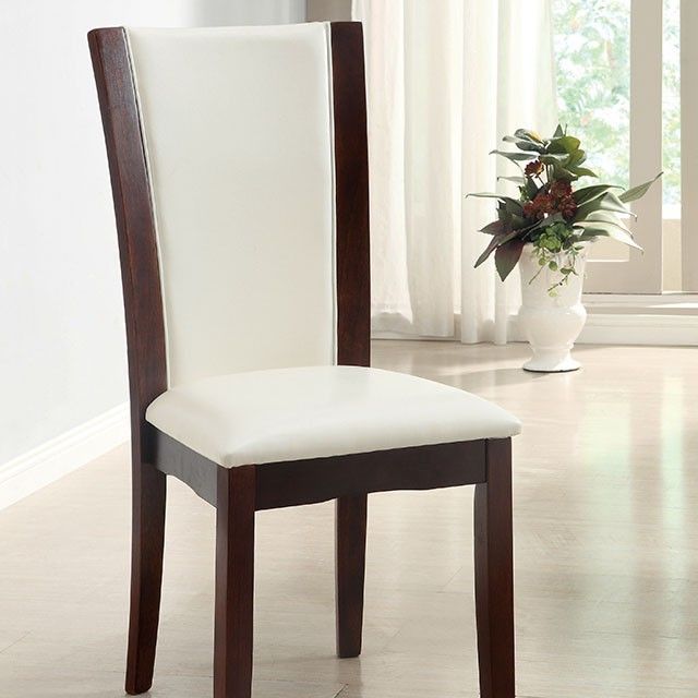 Furniture of America® Manhattan I 2-Piece White/Dark Cherry Side Chair Set