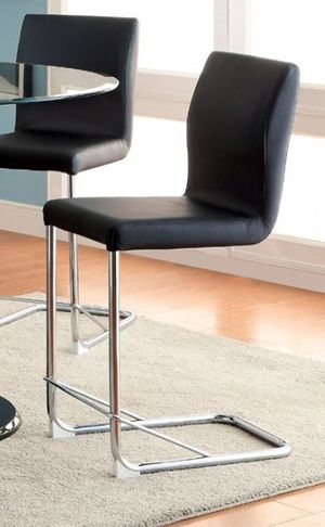 Furniture of America® Lodia II 2-Piece Black/Chrome Counter Height Chair Set