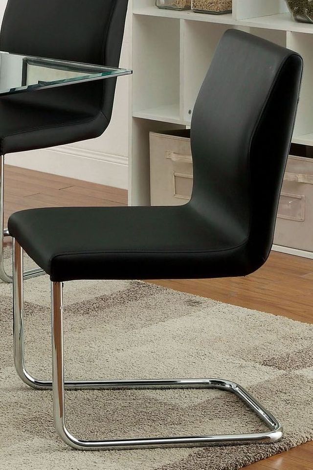 Furniture of America® Lodia I 2-Piece Black/Chrome Side Chair Set