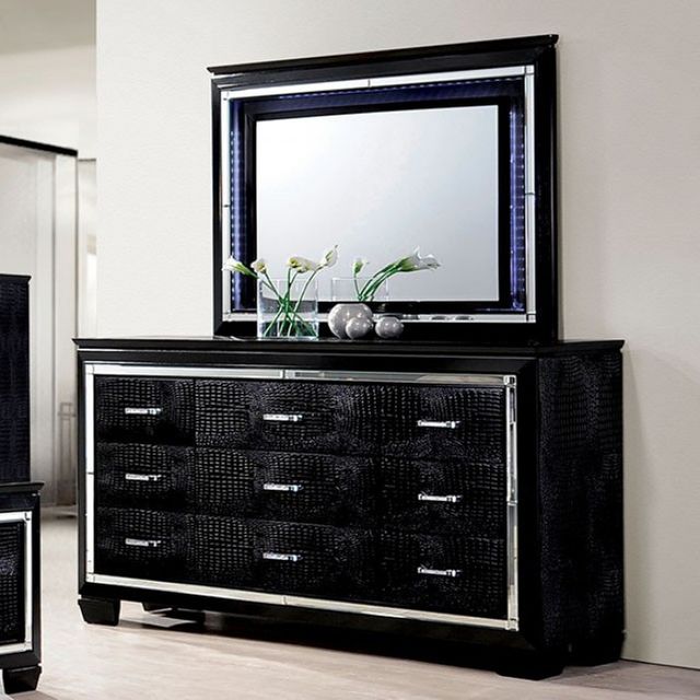 Furniture of America® Bellanova Black Mirror with Led Lights 2