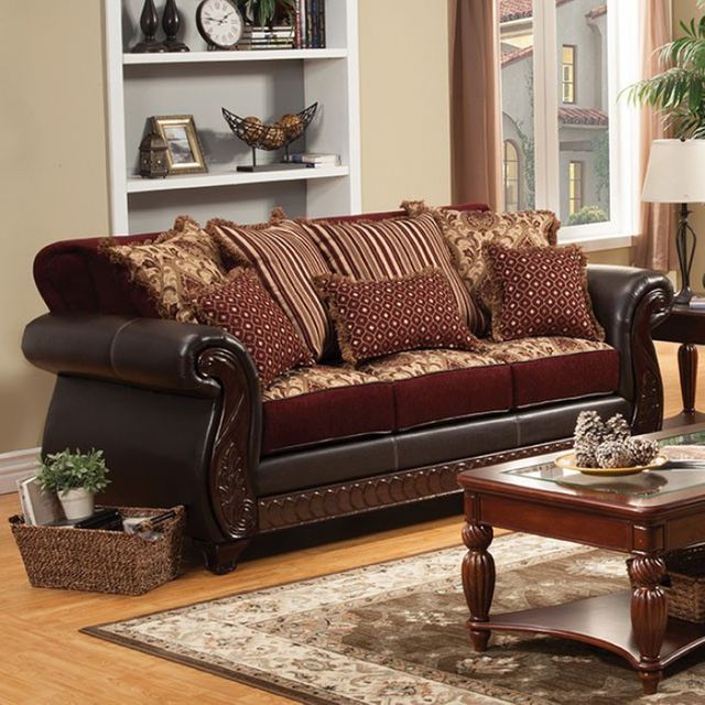 Furniture of America® Franklin Burgundy Sofa