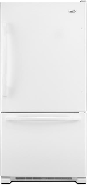 whirlpool 18.5 cu ft bottom freezer refrigerator white