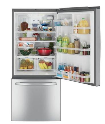 GE® Series 20.9 Cu. Ft. Bottom Freezer Refrigerator-Stainless Steel-GDE21EGKBB *Scratch and Dent Price $1227.00 Call for Availability* 38