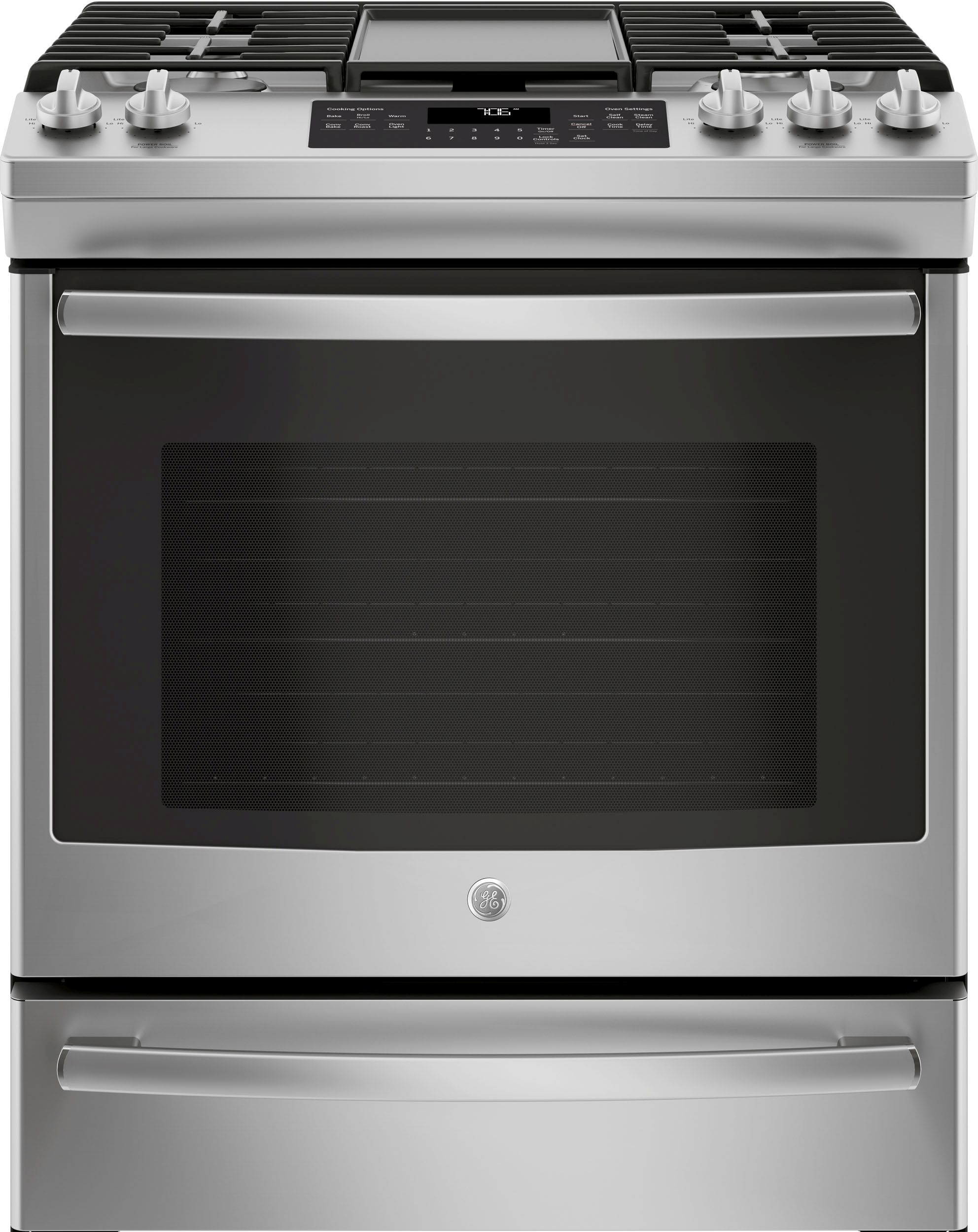 GE® 30" Stainless Steel Slide In Convection Gas Range