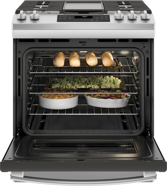 GE® 30" Stainless Steel Slide In Convection Gas Range-2