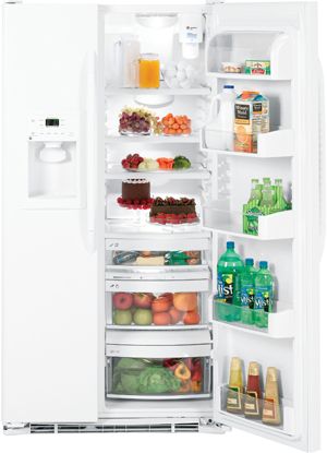 GE&reg; Counter-Depth 22 cu. ft..1 cu. ft. Side-By-Side Refrigerator with Dispenser