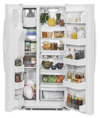 GE® 23.2 Cu. Ft. White Side-By-Side Refrigerator 1