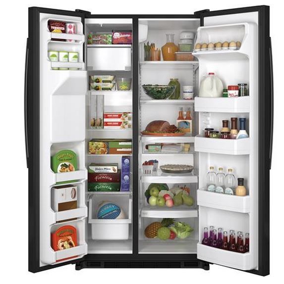 GE® 24.7 Cu. Ft. Side-By-Side Refrigerator-Black 1
