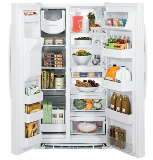 GE® 25.4 Cu. Ft. White Side-By-Side Refrigerator 1