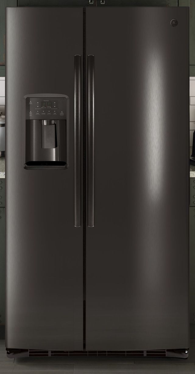 GE® 25.3 Cu. Ft. Side-by-Side Refrigerator-Black Stainless Steel 1