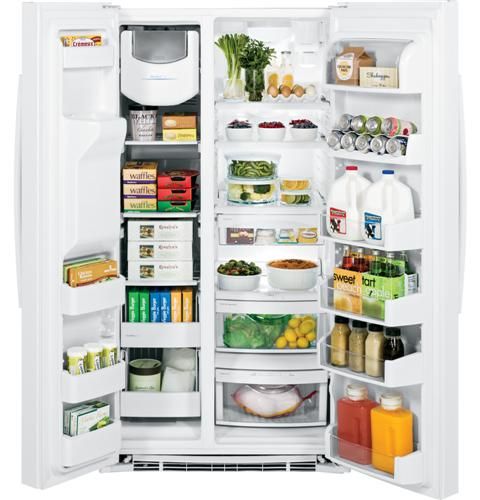 GE 25.9 Cu. Ft. Side-by-Side Refrigerator-White 1