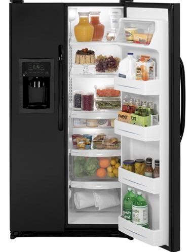 25.3 Cu. Ft. Side-By-Side Refrigerator with Dispenser / Black | Bargain ...