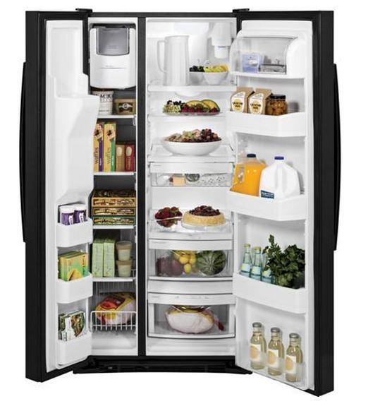 GE® 22.5 Cu. Ft. Side-By-Side Refrigerator-Black 1