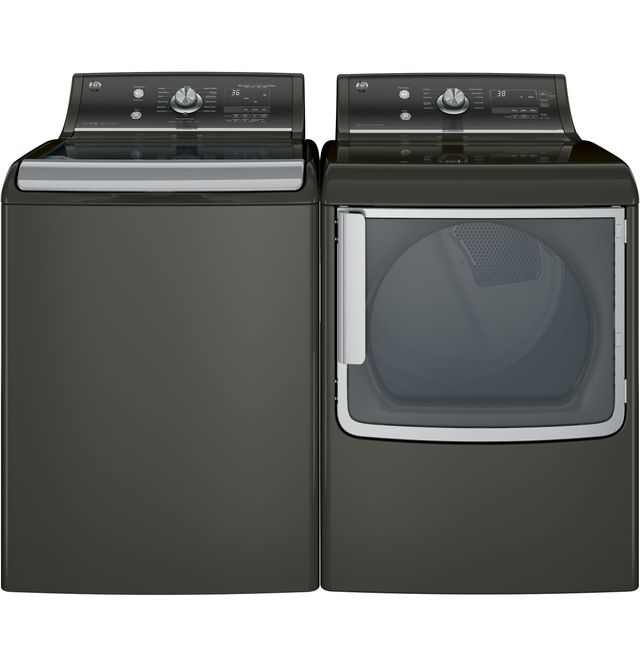 GE® Front Load Electric Dryer-Metallic Carbon 3