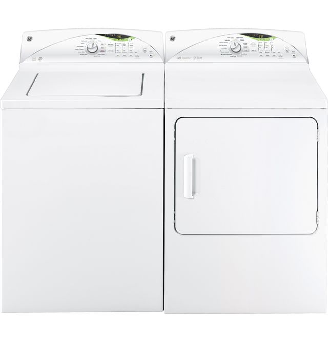 GE® Front Load Gas Dryer-White on White 2