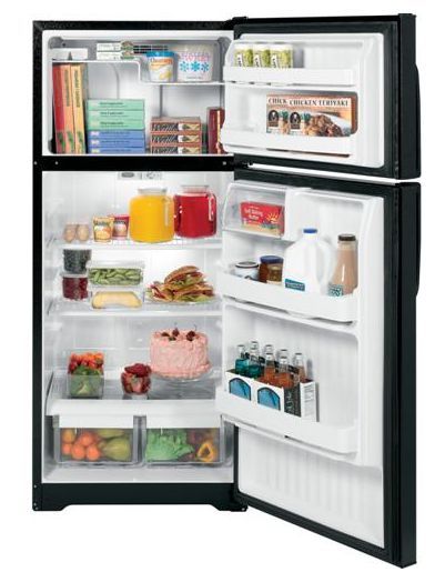 GE® ENERGY STAR® 15.5 Cu. Ft. Top Freezer Refrigerator-Black 1