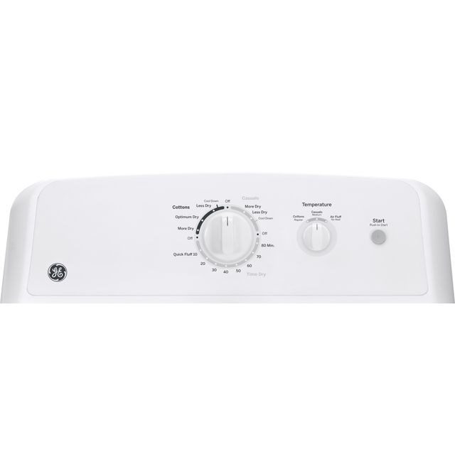 GE® 6.2 Cu. Ft. White Front Load Electric Dryer - GAS ADD $100 1