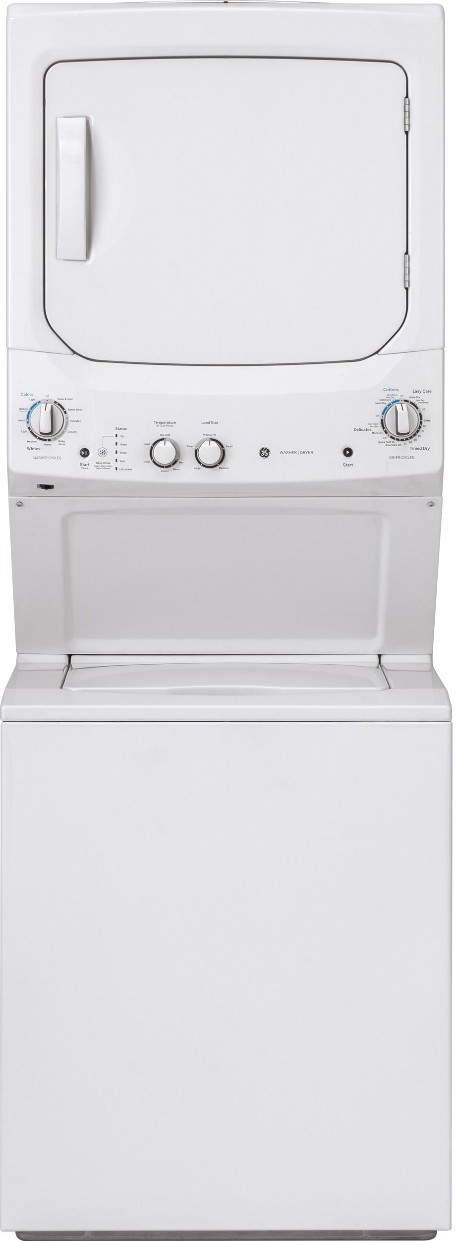GE® Unitized Spacemaker® 3.8 Cu. Ft. Washer and 5.9 Cu. Ft. Electric Dryer-White On White