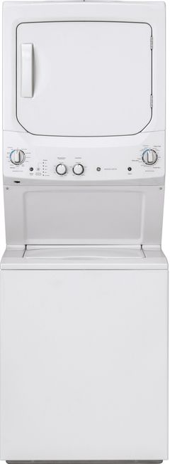 GE® Unitized Spacemaker® 3.8 Cu. Ft. Washer and 5.9 Cu. Ft. Electric Dryer-White On White